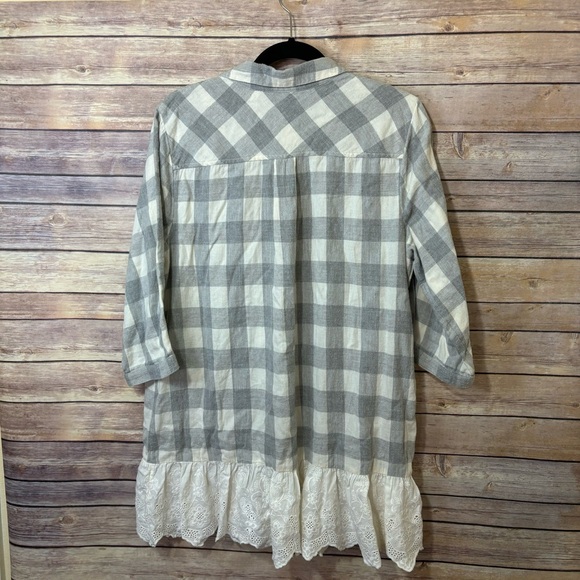 EUC Soft Surroundings Gingham Flannel Shirt Size Petite Large F4 - Picture 5 of 6